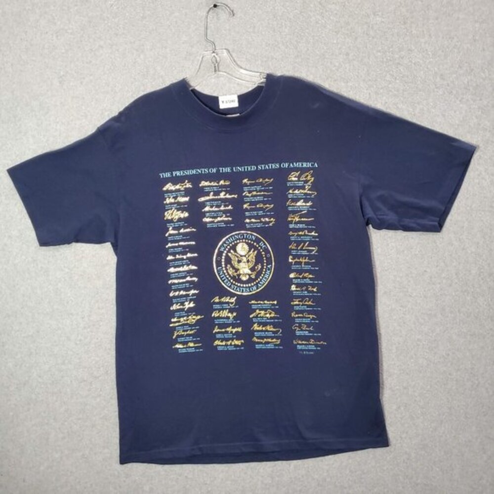 VINTAGE Presidents Of The United States Of America Men Shirt Large Blue 90s